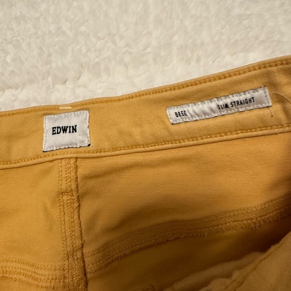 Anthropologie Edwin Bree Slim Raw Hem Women's Jeans Yellow Size 26 EUC - Picture 6 of 12